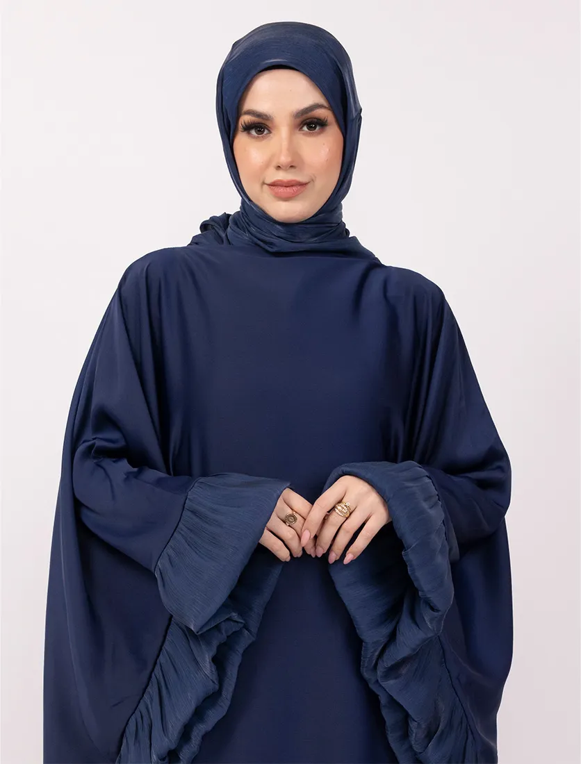 Navy Organza Trim Kaftan